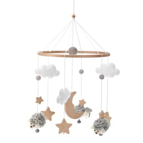 Móbile para Berço COLLADOEY Moon Star com Gatinhos Collazoey - Móveis para bebês e crianças pequenas - madeira, estrelas, gatinhos, lavável