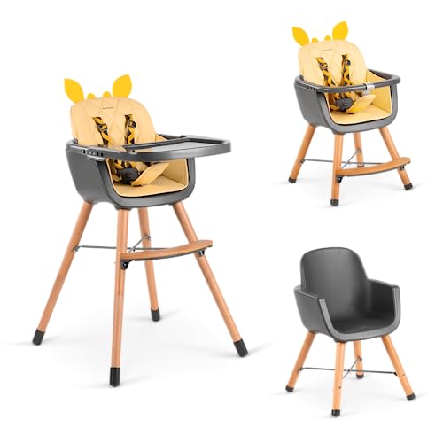 Cadeira Alta BEELOOM Giraffe Amarelo (Amarelo - 50x43x100 cm) Beeloom - Móveis para bebês e crianças pequenas - cadeira alta, girafa, amarelo, 50x43x100 cm