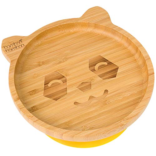 Prato de Silicone com Suporte de Sucção Panda Amarelo J remoir - Cozinha & sala de jantar - silicone, bambu, sucção forte, sem BPA