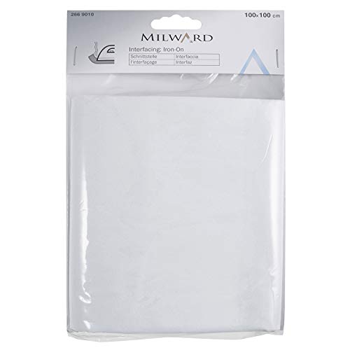 MILWARD Iron-On Interface, White, 1m x 1m Milward - Materiais de arte e artesanato - resistente a calor, resistente à água, 1m x 1m
