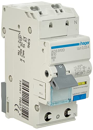 Disjuntor HAGER ADS910D 10 tomadas Cinzento Busch-Jaeger - Painéis de disjuntores - 10 tomadas, cinzento, 230v, ficha seis