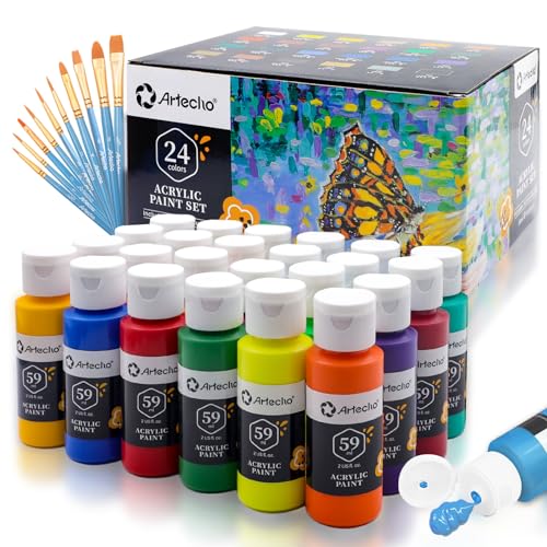 Conjunto de 24 Cores Acrílicas 59Ml Artecho Artecho - Tinta, tinta de arte e esmalte - conjunto, 24 cores, acrylics, 59ml