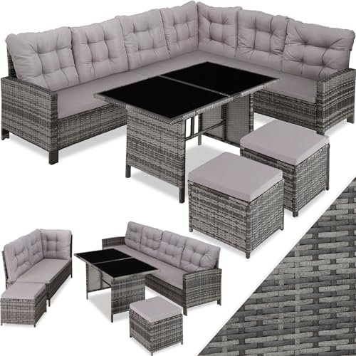 Conjunto de Jardim TECTAKE (Gris - Aço - 45x54.5x75 cm) TecTake - Móveis de exterior - aço, poliéster, vidro, removíveis