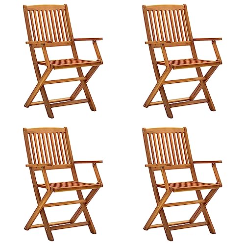 Conjunto de 4 Cadeiras de Jardim VIDAXL (Castanho - Aço e Madeira) vidaXL - Móveis de exterior - castanho, aço, madeira, dobráveis