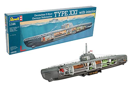 Modelo de navio REVELL Submarino alemão Tipo XXI (14 anos) Revell - Kits de modelos em escala - submarino, alemão, tipo XXI, madeira, plástico