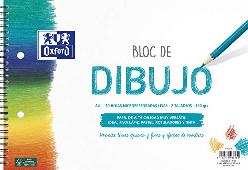 Caderno OXFORD Bloco de Desenho (A4 - 21x29.7cm) Oxford - Papel de arte e artesanato - 20 folhas, microperforadas, a4, 21x29.7cm