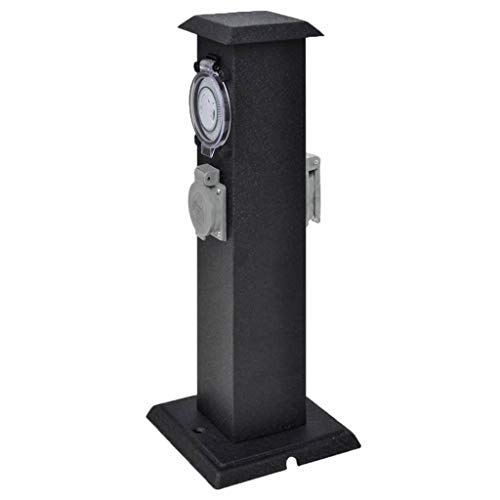 Tomada para Jardim com Timer vidaXL Preta em forma de Coluna vidaXL - Fios de extensão - timer, jardim, preta, coluna