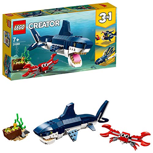 LEGO Creator - Criações do Fundo do Mar (Idade Mínima: 3) LEGO - Blocos de encaixe - criaturas do fundo do mar, tiburão, carangue, calamar, peixe