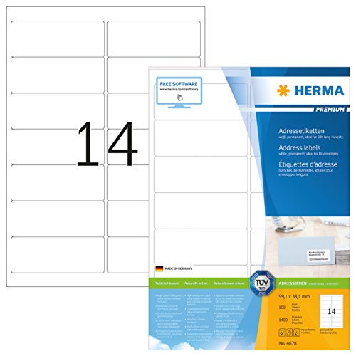 Herma Adhesive labels white A4 Movables 1400 pcs. HERMA - Etiquetas e tags - branco, a4, movíveis, 1400 unidades