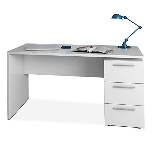 Secretária THEON Branca (138 x 74 x 60 cm) Habitdesign - Mesas - 138x74x60 cm, branca