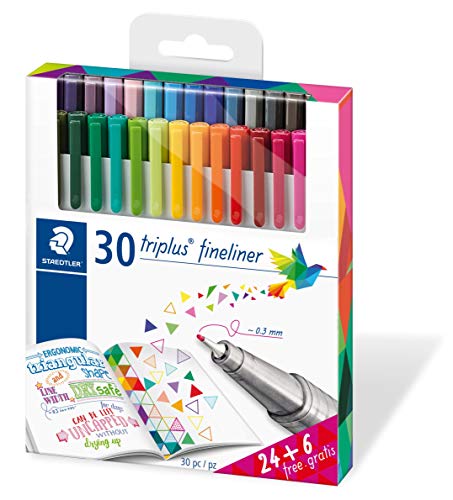 Caneta Fineliner STAEDTLER Triplus Multicor (Caixa de 30) Staedtler - Canetas - fineliner, triplus, multicor, ergonómica, dry safe