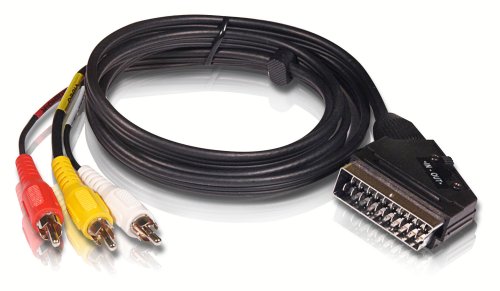 Adaptador PHILIPS (SCART - SCART e RCA) Philips - Cabos de áudio e vídeo - scart, RCA, 1.5m, preto