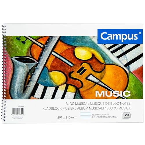 Caderno de música CAMPUS com 20 folhas de pentagramas Campus - Cadernos e bloco de notas - 20 folhas, pentagramas, capa cartão, organização
