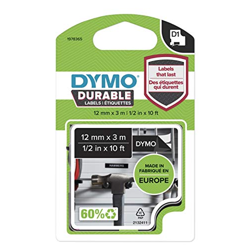 Fita para Etiquetadora DYMO 1978365 Branco sobre preto D1 DYMO - Fitas de etiquetas e recargas - preto, branco, d1, 3m