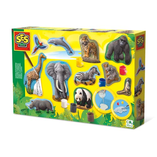 Kit de Modelagem e Pintura SES CREATIVE Animals (Idade Mínima: 5) SES CREATIVE - Kits de artesanato de brinquedos - kit, modelagem, pintura, animais, conjunto, moldes