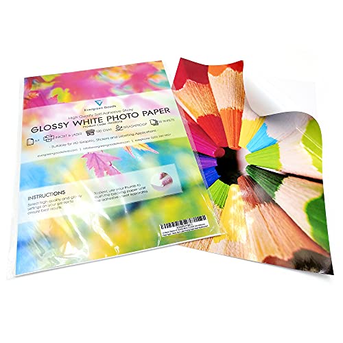 10 Folhas de Papel Fotográfico Autocolante EVERGREEN GOODS Evergreen Goods - Papel de impressora e copiadora - autocolantes, evergreen goods, papel fotográfico