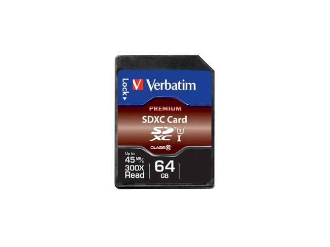 Cartão de Memória VERBATIM Premium U1 (SDXC) Verbatim - Cartões de memória flash - 64 gb, SDXC, Classe 10, 25 MB/s