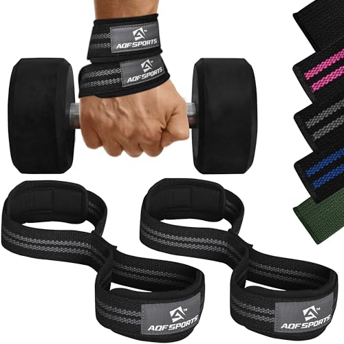 Aqf Figura 8 Neoprene Acolchoado Straps Powerlifting Sports Inside - Luvas de levantamento de peso e suportes para as mãos - neopreno, acolchoado, powerlifting