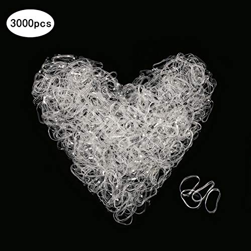 Conjunto de 3.000 Elásticos Transparentes com Fita de Cabelo Hip Pop SEELOK SEELOK - Prendedores de rabo de cavalo - conjunto, 3000 elásticos, transparentes, fita cabelo
