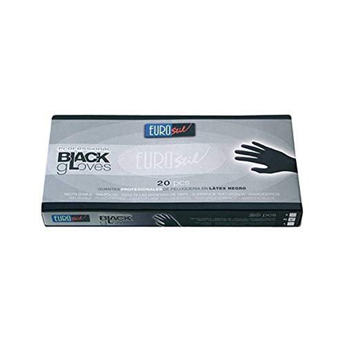 Luvas Desperdiçáveis EUROSTIL Preto Médio Latex (20 Un) Eurostil - Luvas descartáveis - látex, médio, preto, desperdiciaveis