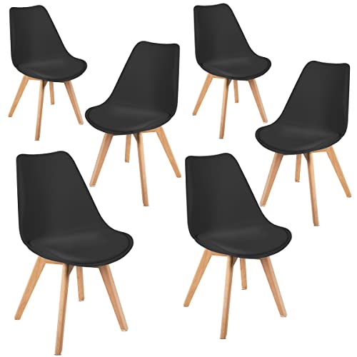 Conjunto de Cadeiras de Refeição MC HAUS Lena (Preto - Poliéster - 87x42x44 cm) Mc Haus - Cadeiras - 6 cadeiras, poliéster preto, nórdico, resistente
