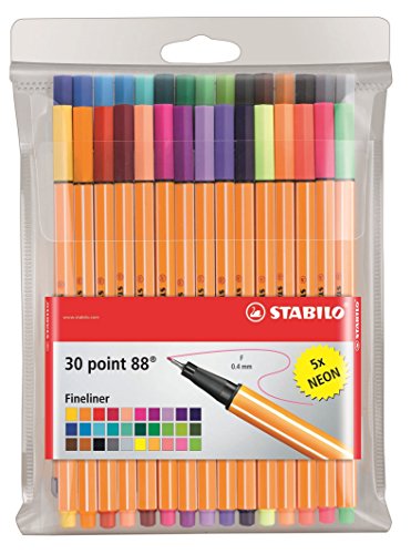 STABILO Point 88 caneta fineliner Multi Multicor, Laranja (Escrita) Stabilo - Canetas - fino, preciso, fibra, metalizado