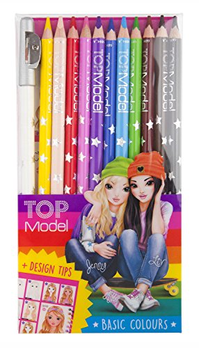 Lápis de Cor SET DE CRAYONS DE COULEUR BASICFILLES 18 CM EN BOIS 14 PIECES Top Model - Lápis - 14 peças, saca-rolhas, folha com conselhos, cores variadas