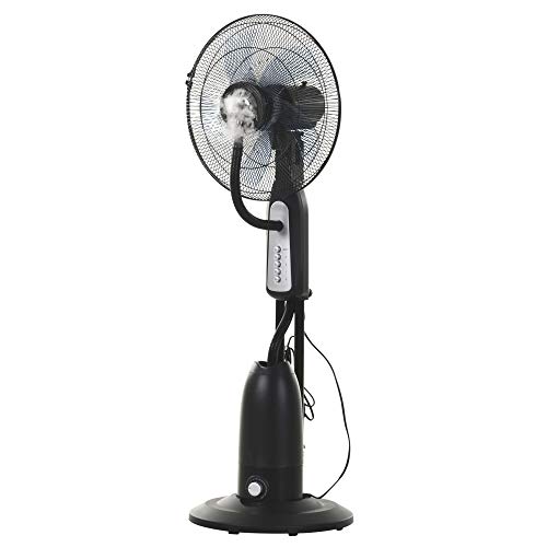 Ventoinha de Pé HOMCOM com Nebulizador de Água Oscilante e Silencioso | 3 Velocidades | 90 W | 2,8 L | Ø44,5x120 cm - Preto HOMCOM - Ventiladores - nebulizador, oscilante, silencioso, 3 velocidades, 90 W
