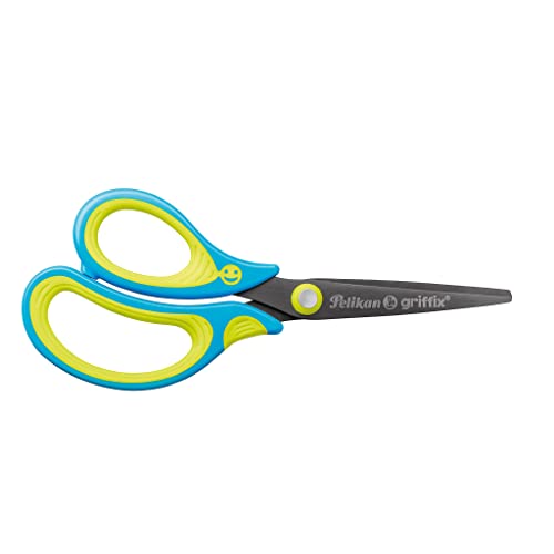 Tesoura Escolar PELIKAN Mangfix Azul Neon Pelikan - Ferramentas de corte e relevo para artesanato - escolar, azul neon