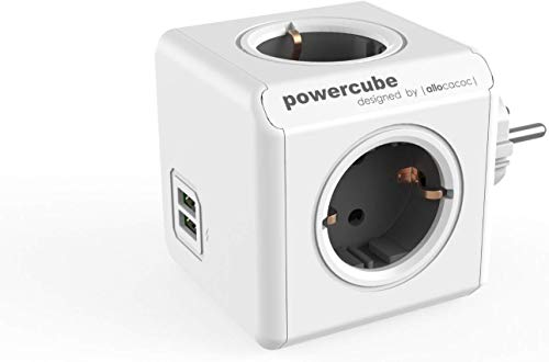 Tomada Elétrica ALLOCACOC PowerCube Original USB (Cinzento) Allocacoc - Tomadas e soquetes de energia - 4 tomadas, 2 usb, 16A, cabo 15m