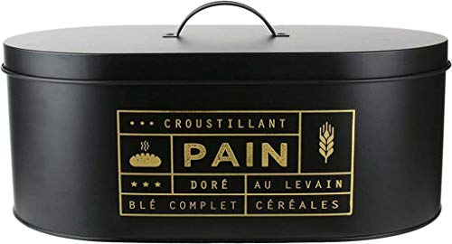 Caixa para Pão COOK CONCEPT La Boite à Pain LA BOITE A - Caixas e sacos para pão - caixa, pão, cozinha, preta mate, tampa, ilustrações