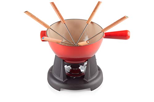 Fondue de Queijo LE CREUSET 90000100000400 - Vermelho Le Creuset - Utensílios de cozinha - 2L, aquecimento homogéneo, fontes de calor, luz piloto