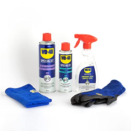 Kit de Manutenção BICICLETA WD40 6 Peças WD-40 Company - Lubrificantes - limpeza, desengrosse, lubrificante, luvas, pano