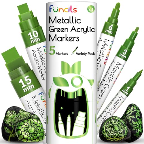 Marcador de Pintura Acrílica GREEN ECO (5 Un) Funcils - Marcadores e marcadores de texto - 5 unidades, pontas diferentes, tinta à base de água, tampa ventilada