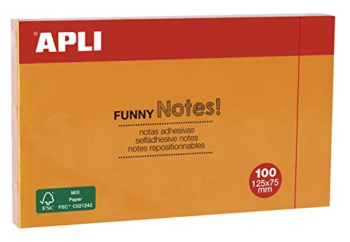 Bloco de Notas Autocolantes APLI Funny Laranja APLI - Notas autoadesivas - autocolantes, laranja, funny