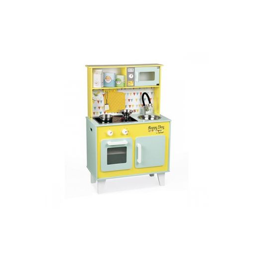 Cozinha de Brincar JANOD Happy Day (Idade Mínima: 3) Janod - Cozinhas de brinquedo e alimentos de brincar - acessórios, luzes, sons realistas, 3 anos