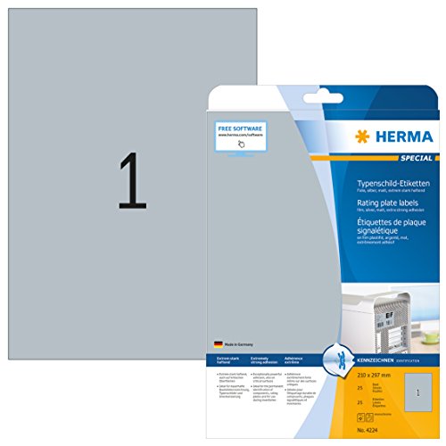 Herma Labels white 42x297 SuperPrint 25 pcs. HERMA - Etiquetas e tags - prateado, 25 folhas, 212x297mm