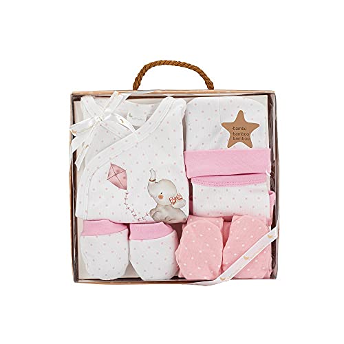 Conjunto de 5 Peças para Bebé INTERBABY Rosa (Tam: 0-6 meses) Interbaby - Conjuntos de presente para bebê - algodão, 0-6 meses, 5 peças, caixa de presente