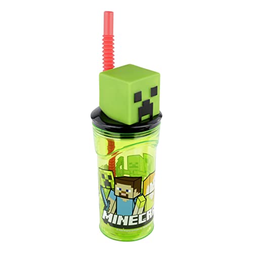 Garrafa de Bebida MINECRAFT (Idade Mínima Recomendada: 4 anos) P:OS Handels GmbH - Copos e canecas - 0,5L, plástico BPA livre, tampa removível, pente de borracha