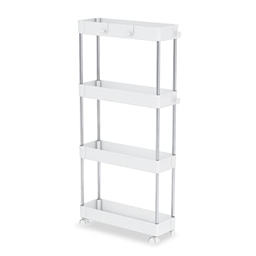 Carrinho Organizador AKTUAL com Rodas (Branco - 40x13x85cm) K AKTUAL - Carrinhos e ilhas - rodas, branco, 40x13x85cm