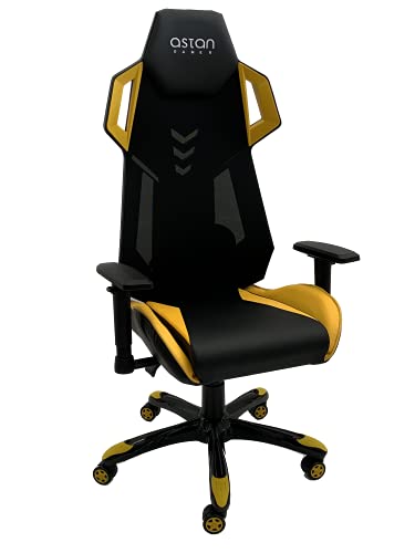 Cadeira Gaming ASTAN HOGAR (Até 150 kg - Elevador a Gás Classe 4 - Amarelo e Preto) ASTAN HOGAR - Cadeiras de jogos - gaming, até 150 kg, elevador a gás, classe 4