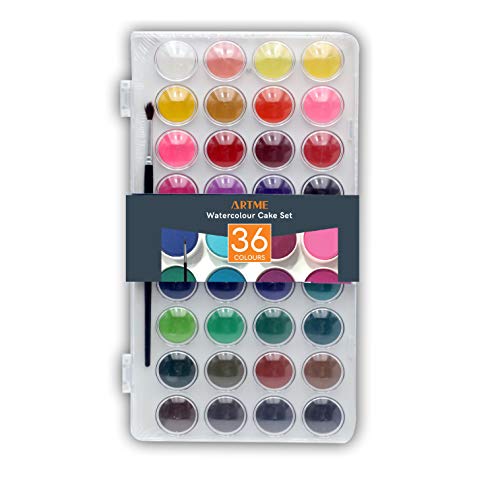 Conjunto de Tintas Aquarelas ARTME 36 Cores Artme - Meios de pintura - 36 cores, a base água, resistentes ao calor, escova, pincéis