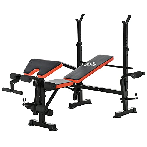 Banco de Pesos HOMCOM | Ajustável em Altura | Suporte de Barra | 175 x 139 x 127 cm - Preto HOMCOM - Bancos de exercício - ajustável, suporte barra, 175x139x127 cm, preto