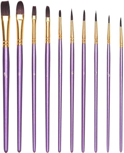 Conjunto de 10 Pincéis Acrylics para Artesanato adspow - Pincéis de pintura - pintura acrílica, 10 pincéis, vários tamanhos