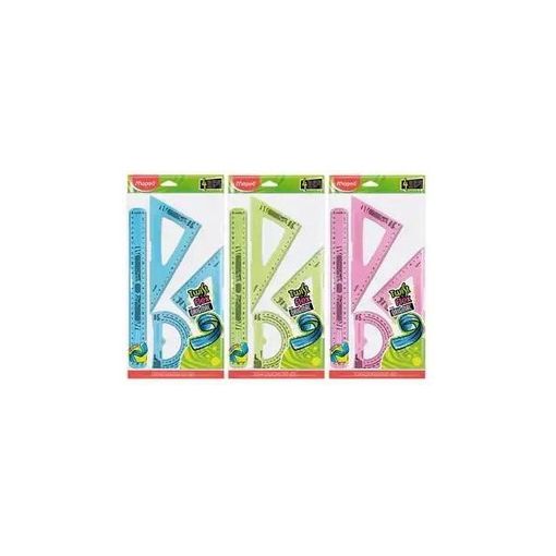 Conjunto de 4 Régua MAPED Twist'n Flex Decor Maped - Kits de desenho e pintura - 4 régulas, plástico, metal, 60º, 45º, 180º