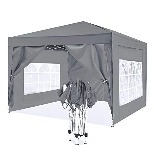 Pérgula ISE 3x3m (Cinzento - Algodão Oxford - 300x300x310cm) ISE - Móveis de exterior - 3x3m, algodão oxford, cinzento, 300x300x310cm