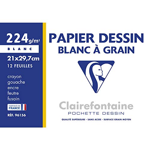 Papel de Desenho CLAIREFONTAINE 800004 (Branco) Clairefontaine - Papel de impressora e copiadora - papel, desenho, clairefontaine, branco, fino, suave
