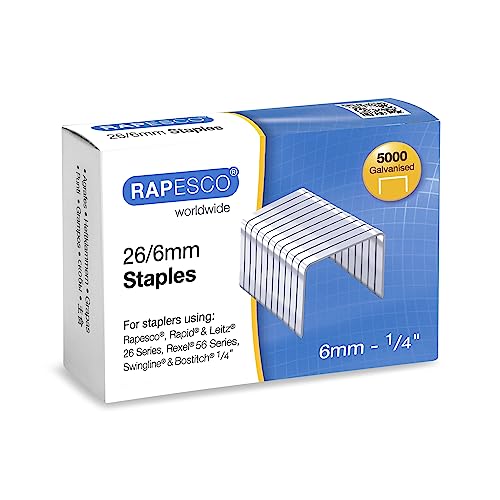 Rapesco 26/6mm (No.56) 5,000 Unidades Rapesco - Grampos - 10000 unidades, 26x6mm, grafia, ficheiro
