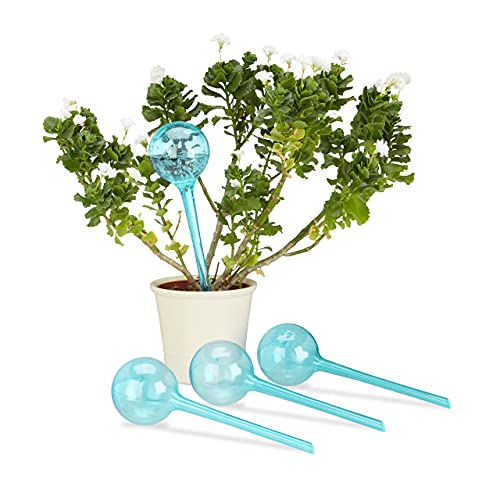Conjunto de 4 Bolhas de Rega RETRACTABLES Relaxdays Relaxdays - Globos e espetos de rega - retractáveis, 4 bolhas, conforto
