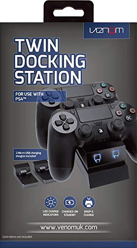 Venom Gaming Twin Docking Station Ps4 1.0 Venom - Adaptadores de energia e carregadores - dualshock 4, usb, preto, plástico